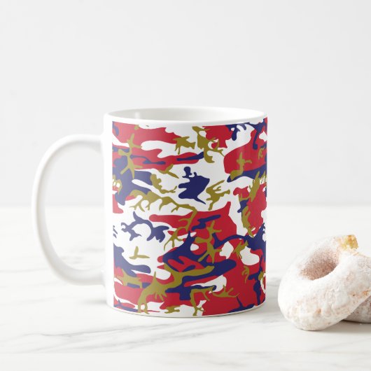 4th of July, Independence day, Camouflage Gold Kaffeetasse (Mit Donut)