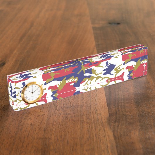 4th of July, Independence day, Camouflage Gold Namensplakette (Seite)