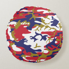 4th of July, Independence day, Camouflage Gold Rundes Kissen