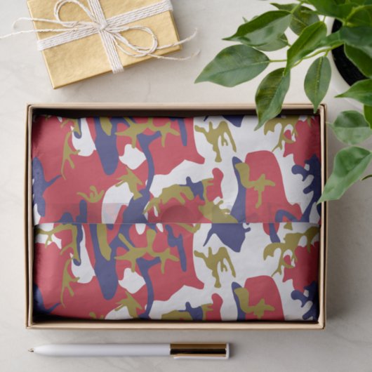 4th of July, Independence day, Camouflage Gold Seidenpapier (Geschenk)