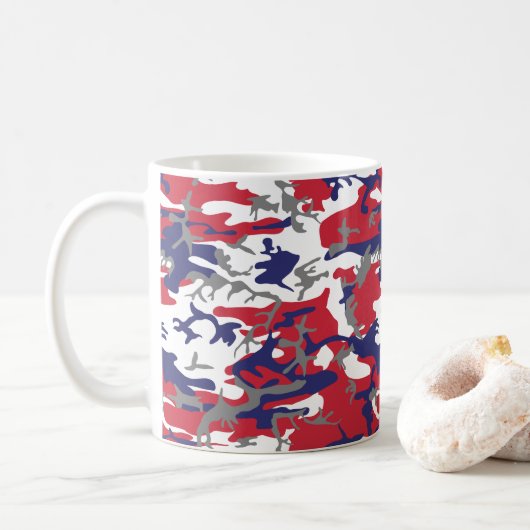 4th of July, Independence day, Camouflage Gray Kaffeetasse (Mit Donut)