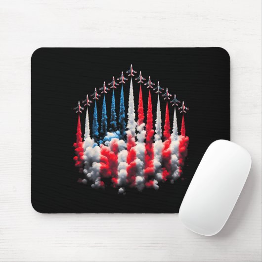 4th Of July Jet American Flag Patriotic Usa For Me Mousepad (Mit Mouse)