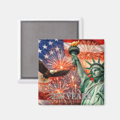 4th of July Liberty Eagle Fireworks USA 250th Magnet (Vorderseite/Rückseite)
