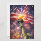 4th of July Liberty Torch Fireworks USA 250th Einladung (Vorderseite)