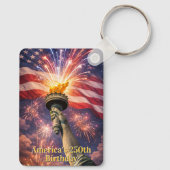 4th of July Liberty Torch Fireworks USA 250th Schlüsselanhänger (Rückseite)