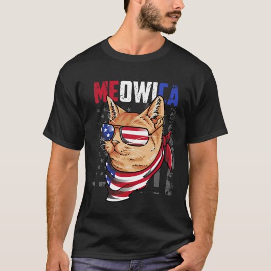 4th of July Meowica Patriotic   For Cat T-Shirt (Vorderseite)