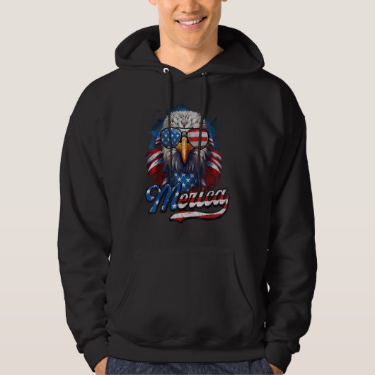 4th of July Merica Eagle USA Flag American Indepen Hoodie (Vorderseite)