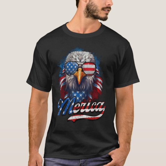 4th of July Merica Eagle USA Flag American Indepen T-Shirt (Vorderseite)