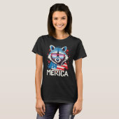 4th Of July Merica Raccoon Genderfrith Sunglasses T-Shirt (Vorne ganz)