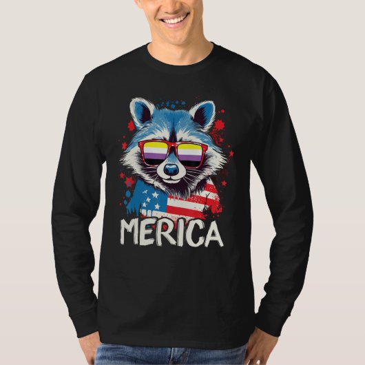 4th Of July Merica  Raccoon Non Binary Sunglasses  T-Shirt (Vorderseite)