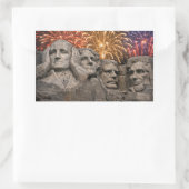 4th of July Mount Rushmore Humor with Fireworks Rechteckiger Aufkleber (Tasche)