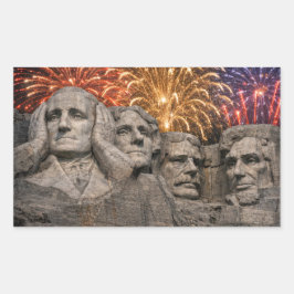 4th of July Mount Rushmore Humor with Fireworks Rechteckiger Aufkleber
