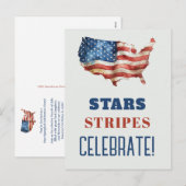 4th of July Party Invitation Feiertagspostkarte (Vorne/Hinten)