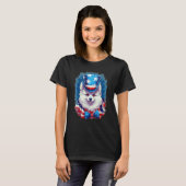 4th Of July Patriotic American Eskimo Dog T-Shirt (Vorne ganz)