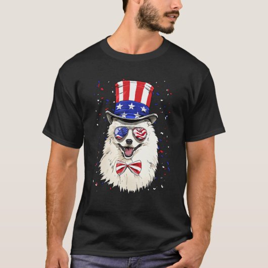 4th of July Patriotic American Eskimo Merica USA F T-Shirt (Vorderseite)