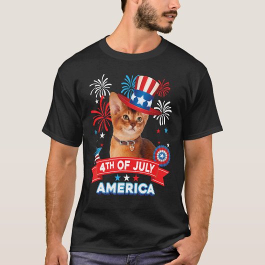 4th Of July Patriotic Day Abyssinian Cat Independe T-Shirt (Vorderseite)
