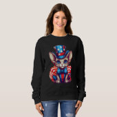 4th Of July Patriotic Devon Rex Cat Sweatshirt (Vorne ganz)