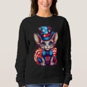 4th Of July Patriotic Devon Rex Cat Sweatshirt (Vorderseite)