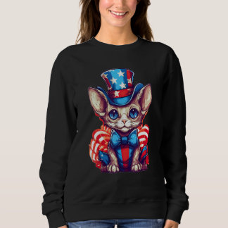 4th Of July Patriotic Devon Rex Cat Sweatshirt