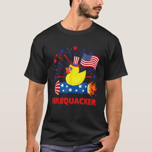 4th Of July Patriotic Firecracker Rubber Duck Fire T-Shirt (Vorderseite)