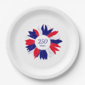4th of July Patriotic Floral USA 250 Years Pappteller (Vorderseite)