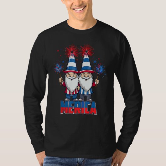 4th of July Patriotic Gnomes for Dwarf  Men Women T-Shirt (Vorderseite)