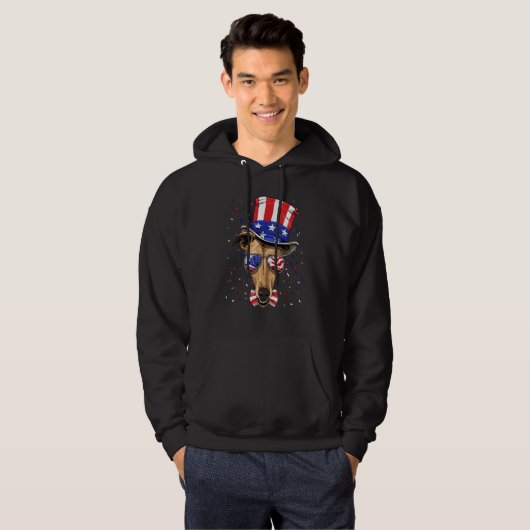 4th of July Patriotic Greyhound USA American Flag Hoodie (Vorne ganz)