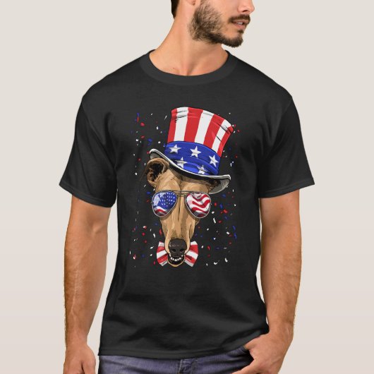 4th of July Patriotic Greyhound USA American Flag T-Shirt (Vorderseite)
