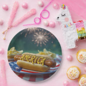 4th of July Picnic With Fireworks Pappteller (Party)