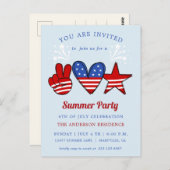 4th of July Pool And Ice Cream Party Invitation Po Postkarte (Vorne/Hinten)