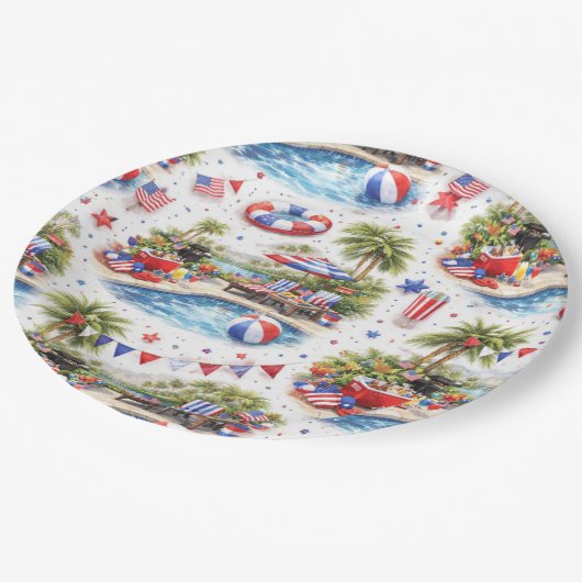 4th of July Pool Party in Florida Pappteller (Schrägansicht)