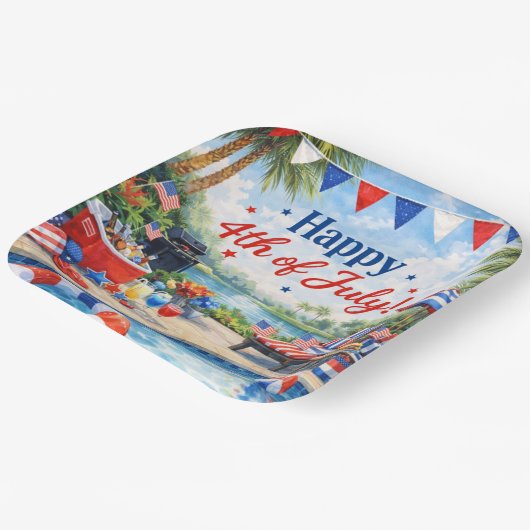 4th of July Pool Party in Florida Pappteller (Gewinkelt)