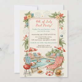 4th of July Pool Party Invitation – Elegant Line Einladung