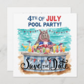 4th of July Pool Party with Hippo Save The Date (Vorne/Hinten)