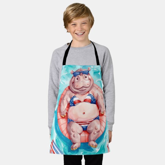 4th of July Pool Party with Hippo  Schürze (Getragen)