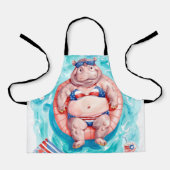 4th of July Pool Party with Hippo  Schürze (Vorderseite)