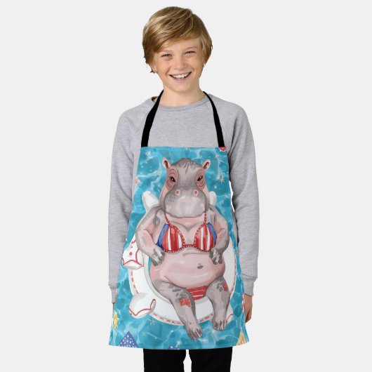 4th of July Pool Party with Hippo  Schürze (Getragen)