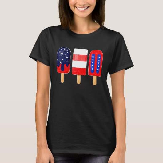 4th of July Popsicle American Flag Patriotic Summe T-Shirt (Vorderseite)