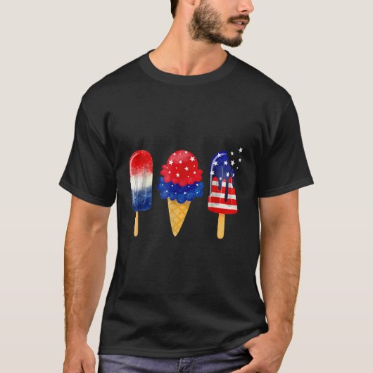 4th of July Popsicle American Flag Patriotic Summe T-Shirt (Vorderseite)