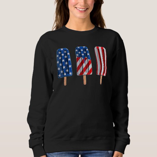 4th Of July Popsicle Red White Blue American Flag  Sweatshirt (Vorderseite)