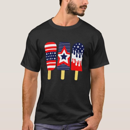 4th of July Popsicle Red White Blue American Flag  T-Shirt (Vorderseite)