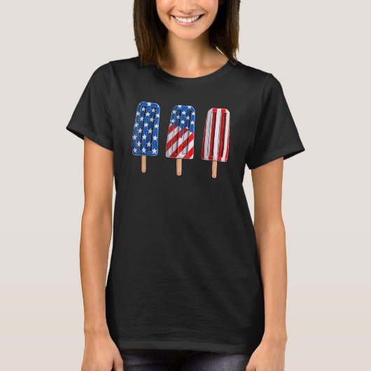 4th Of July Popsicle Red White Blue American Flag T-Shirt (Vorderseite)