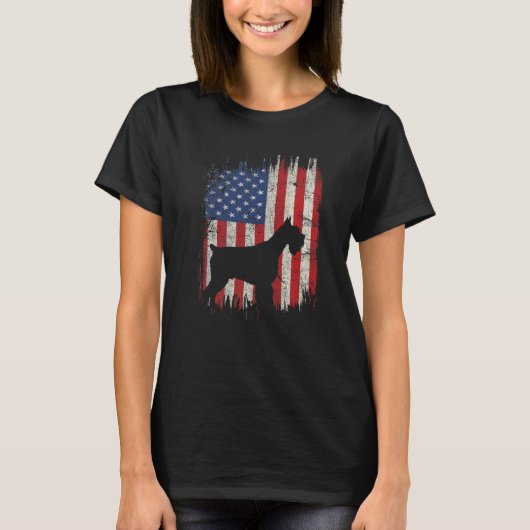 4th Of July Schnauzer American Flag Patriotic Dog T-Shirt (Vorderseite)