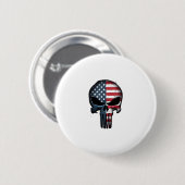 4th Of July Shirt For Women Men American Flag Skul Button (Vorne & Hinten)