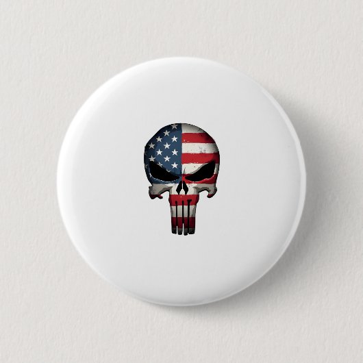 4th Of July Shirt For Women Men American Flag Skul Button (Vorderseite)
