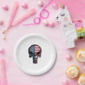 4th Of July Shirt For Women Men American Flag Skul Pappteller (Party)