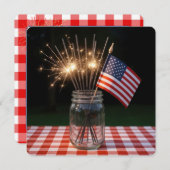 4th of July Sparklers and Flags Einladung (Vorne/Hinten)