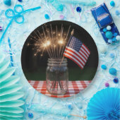 4th of July Sparklers With American Flag Pappteller (Party)