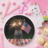 4th of July Sparklers With American Flag Pappteller (Party)
