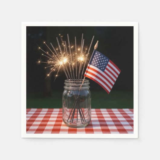 4th of July Sparklers With American Flag Serviette (Vorderseite)